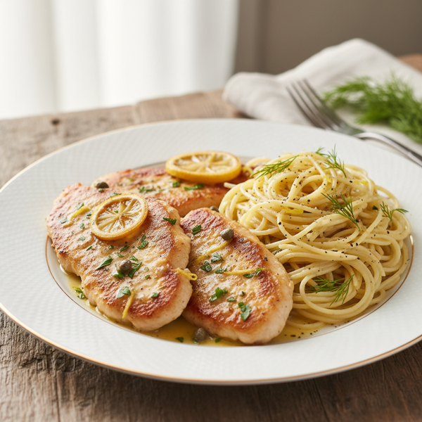 Lemon-Butter Chicken Scaloppine with Angel Hair recipe