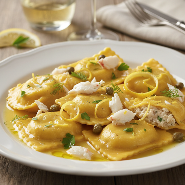 Lemon-Caper Crab Ravioli Delight recipe