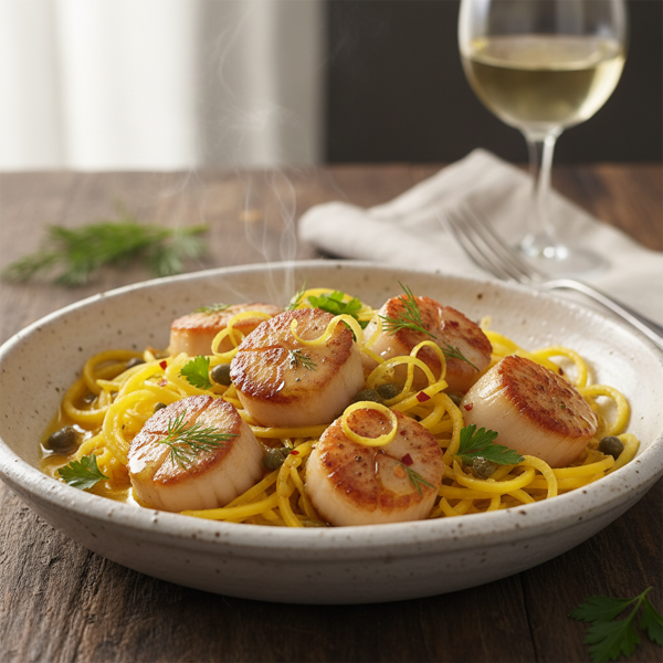 Lemon-Caper Scallop Scampi over Spaghetti Squash recipe