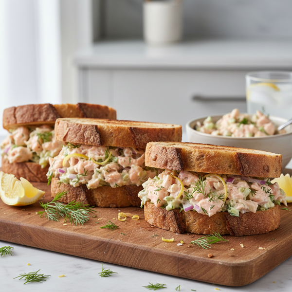 Lemon-Dill Salmon Salad Sandwiches recipe