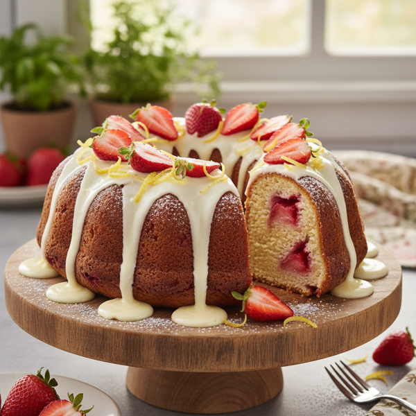 Lemon-Drizzled Strawberry Bliss Bundt Cake recipe