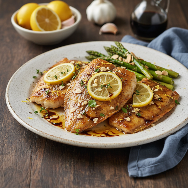 Lemon-Garlic Balsamic Flounder Fillets recipe