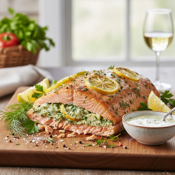 Lemon-Herb Stuffed Salmon Delight recipe