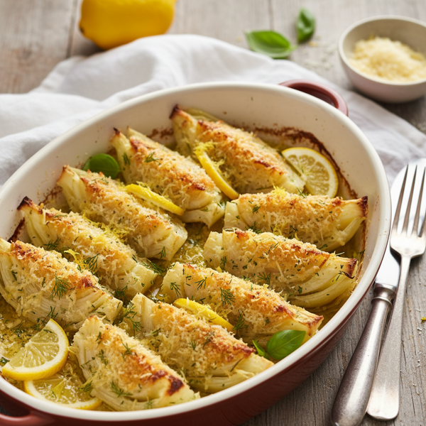 Lemon-Infused Baked Fennel with Parmesan Crust recipe