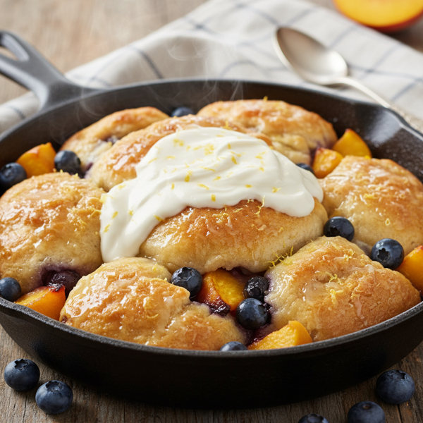 Lemon-Infused Blueberry Peach Dumplings recipe