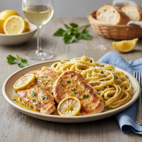 Lemon-Infused Chicken Scaloppine with Pasta recipe