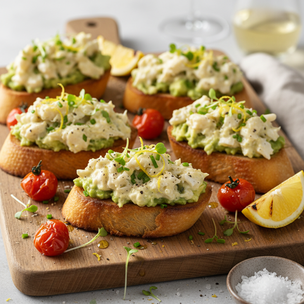 Lemon-Infused Crab and Avocado Crostini recipe