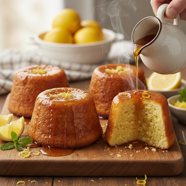 Lemon-Infused Golden Syrup Sponge Puddings recipe