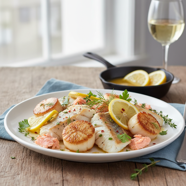 Lemon-Infused Scallop & Fish Medley recipe