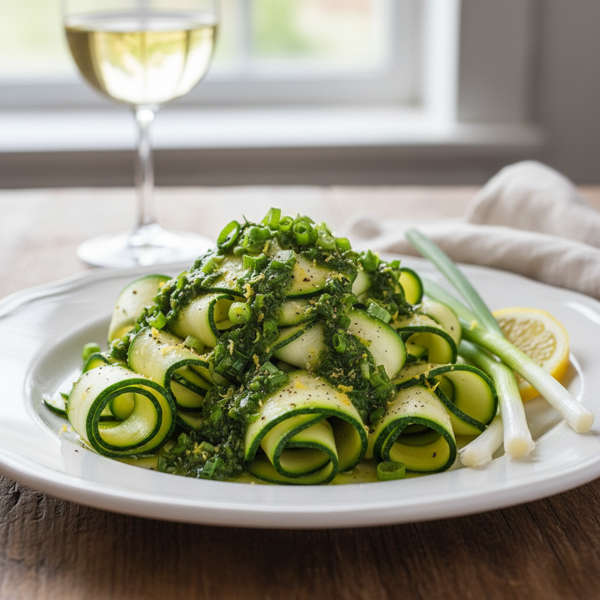 Lemon-Infused Steamed Zucchini with Scallion Vinaigrette recipe