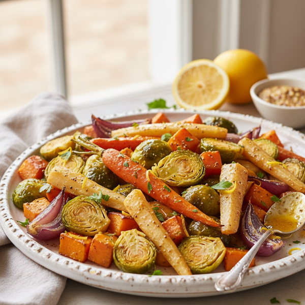 Lemon-Mustard Glazed Roasted Autumn Vegetables recipe