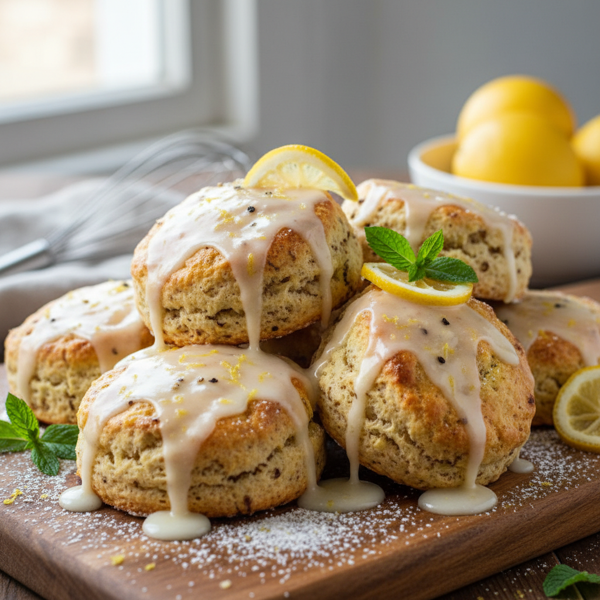 Lemon-Spiced Delight Scones with Zesty Glaze recipe