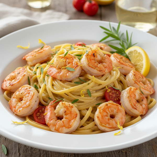 Lemon-Tarragon Cream Shrimp Linguine recipe