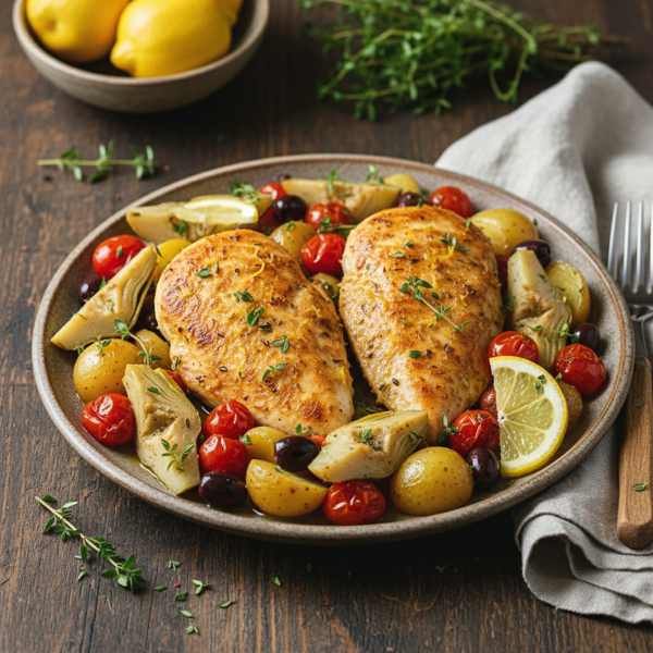 Lemon-Thyme Chicken with Artichoke Medley recipe