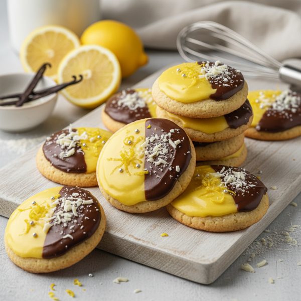 Lemon-Vanilla Black and White Delight Cookies recipe