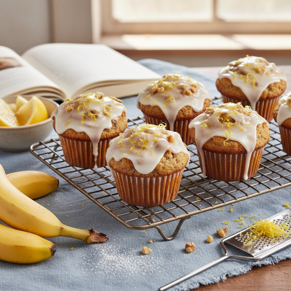 Lemon-Zest Frosted Banana Bread Muffins recipe