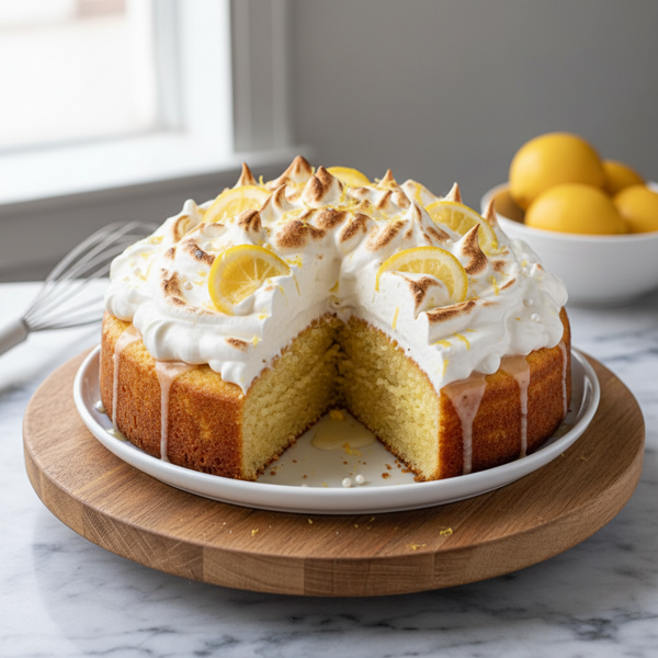 Lemon Bliss Wacky Cake with Whipped 7-Minute Frosting recipe