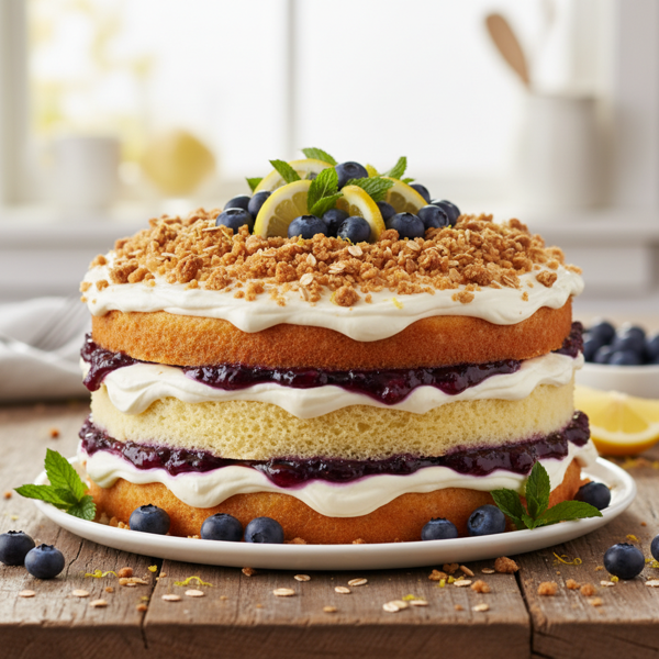 Lemon Blueberry Crunch Cake recipe