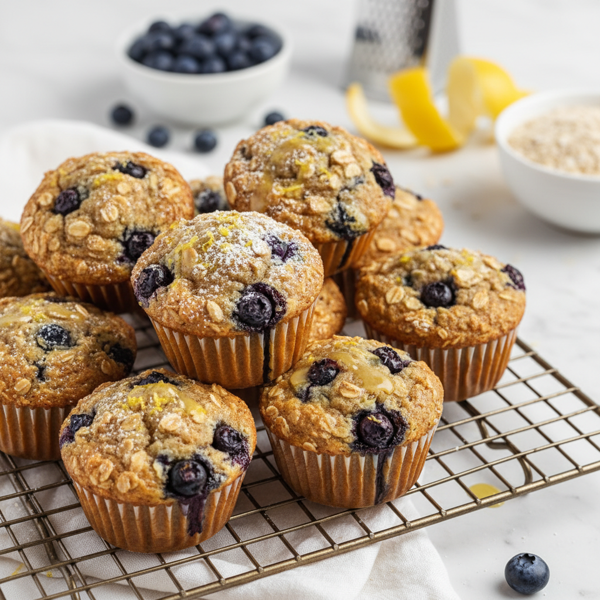 Lemon Blueberry Oat Bran Muffins recipe
