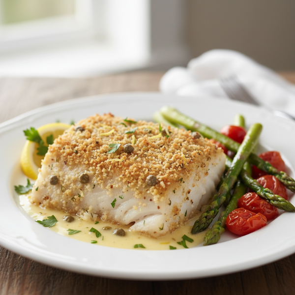 Lemon Caper Crusted Halibut recipe