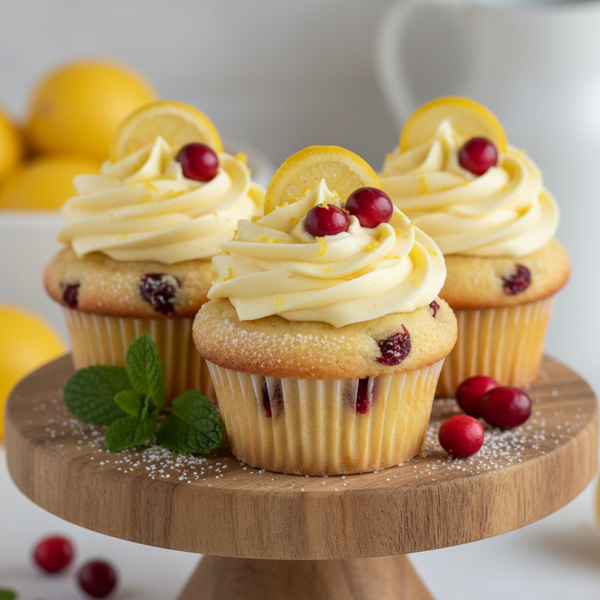 Lemon Cranberry Bliss Cupcakes (Light & Fluffy) recipe