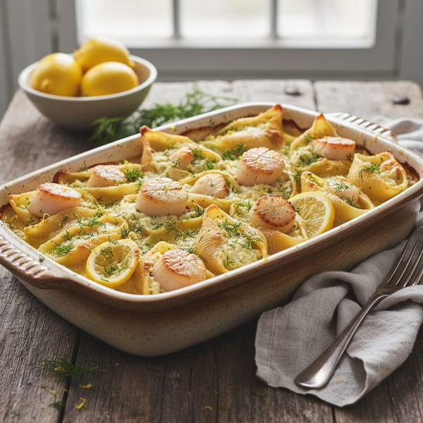 Lemon Dill Scallop-Stuffed Shells recipe