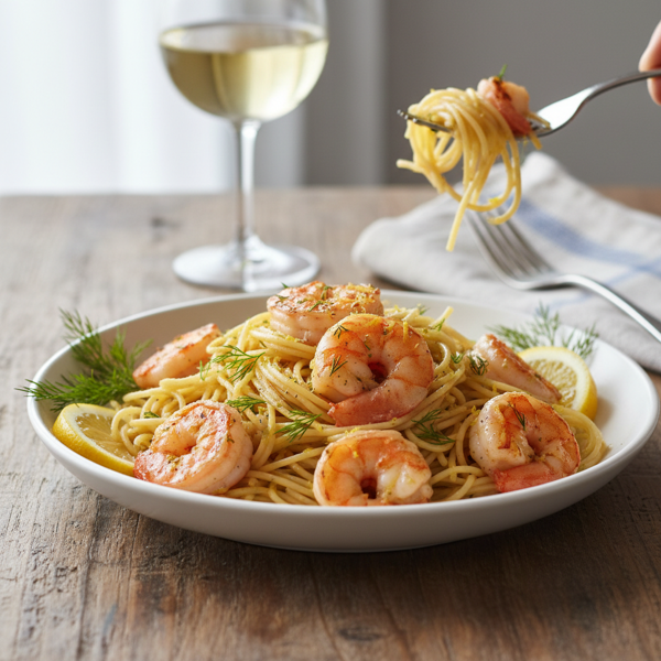 Lemon Dill Shrimp with Angel Hair Pasta recipe