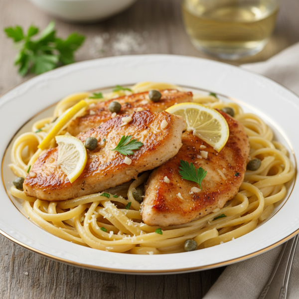 Lemon Garlic Chicken Piccata Pasta recipe