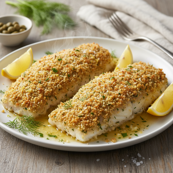 Lemon Garlic Crusted Cod Fillets recipe