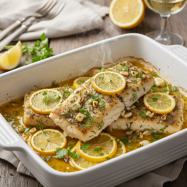 Lemon Garlic Herb Baked Haddock recipe