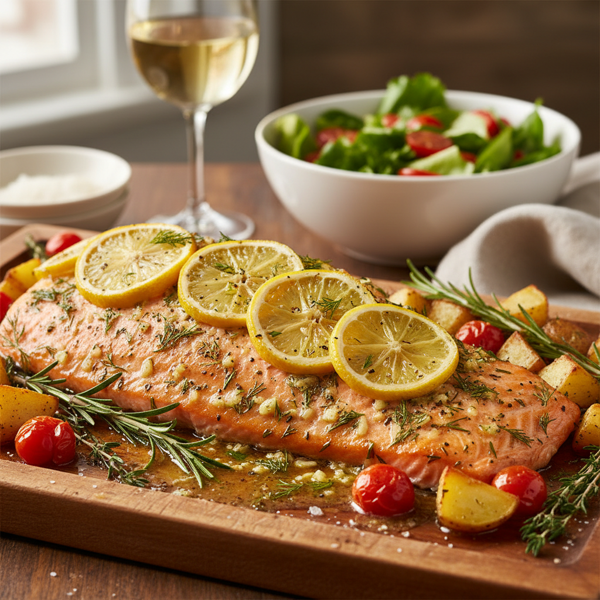 Lemon Garlic Herb Butter Roasted Salmon recipe
