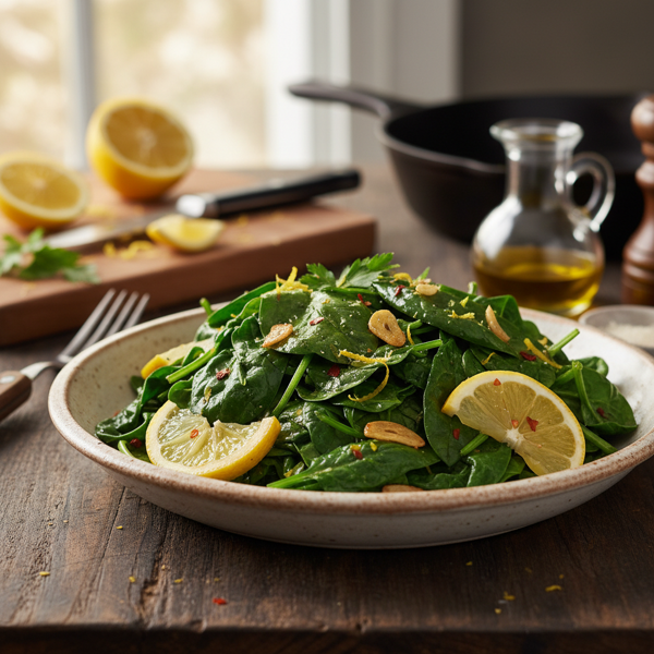 Lemon Garlic Sautéed Spinach Delight recipe