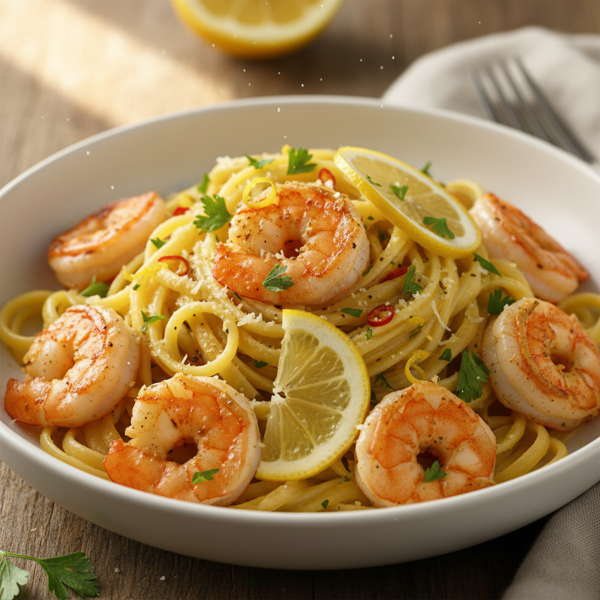 Lemon Garlic Shrimp Fettuccine Delight recipe