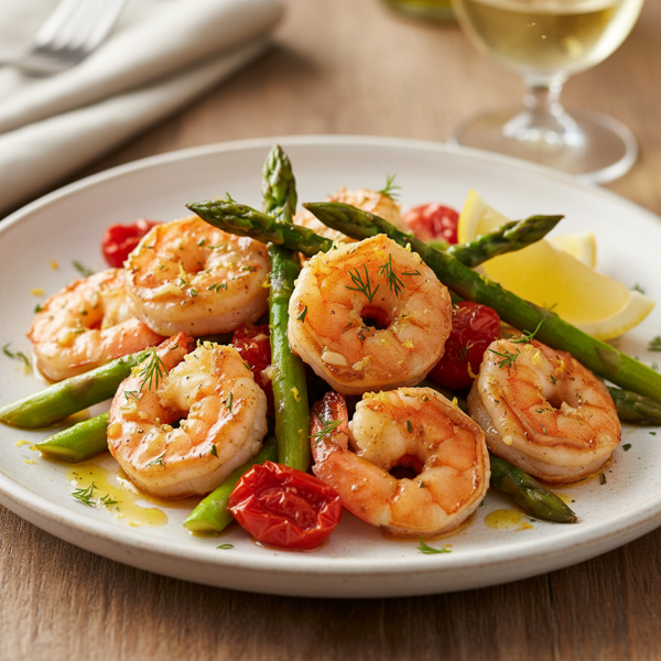Lemon Garlic Shrimp with Asparagus Medley recipe