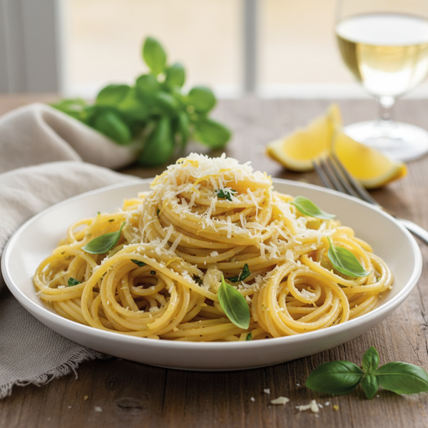Lemon Garlic Spaghetti with Fresh Basil and Parmesan recipe