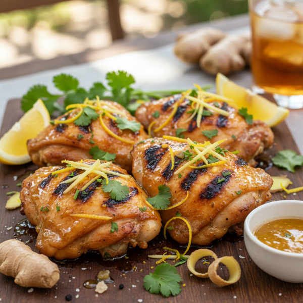 Lemon Ginger Zest Grilled Chicken Thighs recipe
