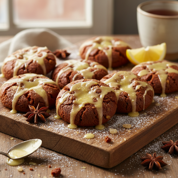 Lemon Glazed Spiced Ginger Cookies recipe