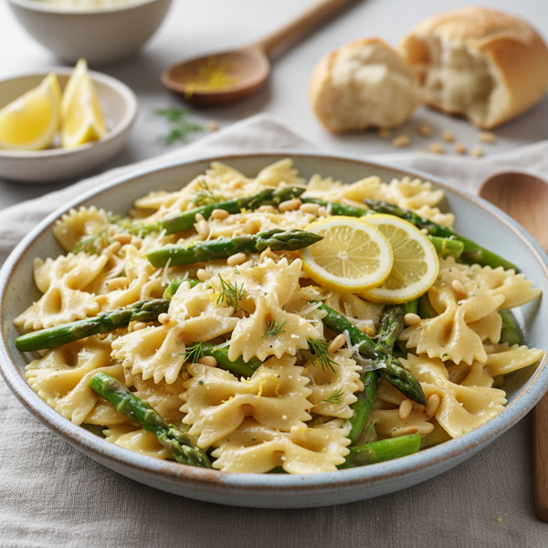 Lemon Goat Cheese Farfalle with Sautéed Asparagus recipe
