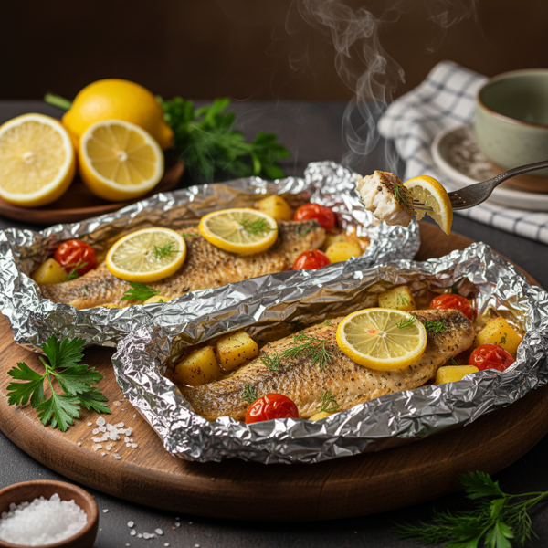 Lemon Herb Baked Tilapia in Foil recipe