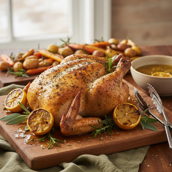 Lemon Herb Brined Roasted Chicken recipe