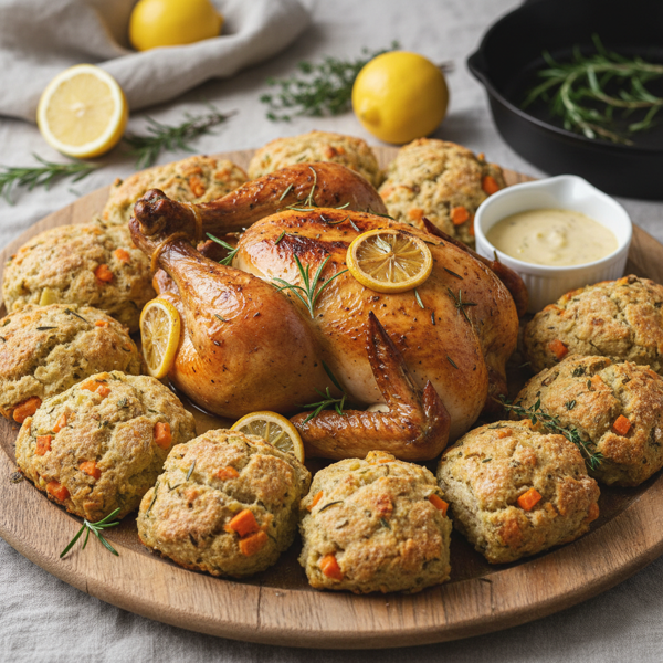 Lemon Herb Chicken with Rustic Veggie Biscuits recipe
