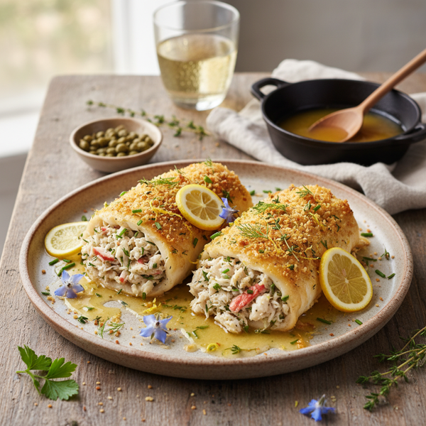 Lemon Herb Crab-Stuffed Flounder recipe