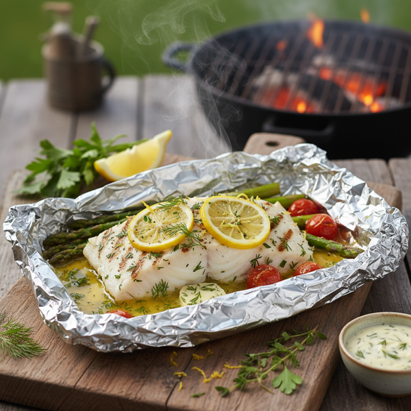 Lemon Herb Grilled Cod in Foil recipe