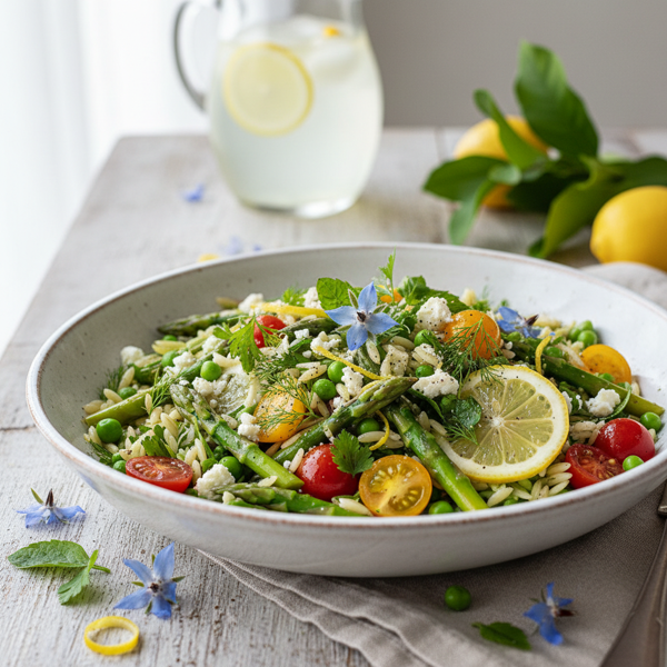 Lemon Herb Orzo Spring Salad recipe