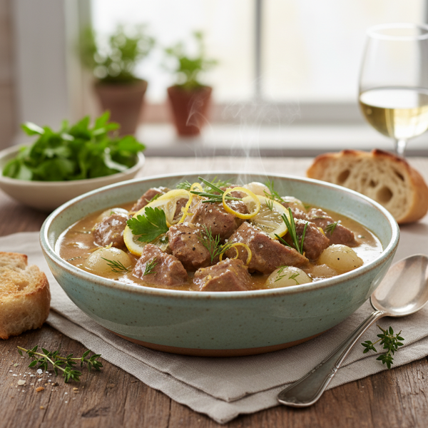 Lemon Herb Veal Stew with Creamy Finish recipe