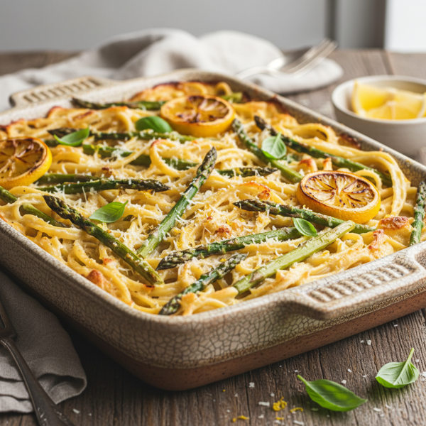 Lemon Mascarpone Fettuccine with Asparagus Bake recipe
