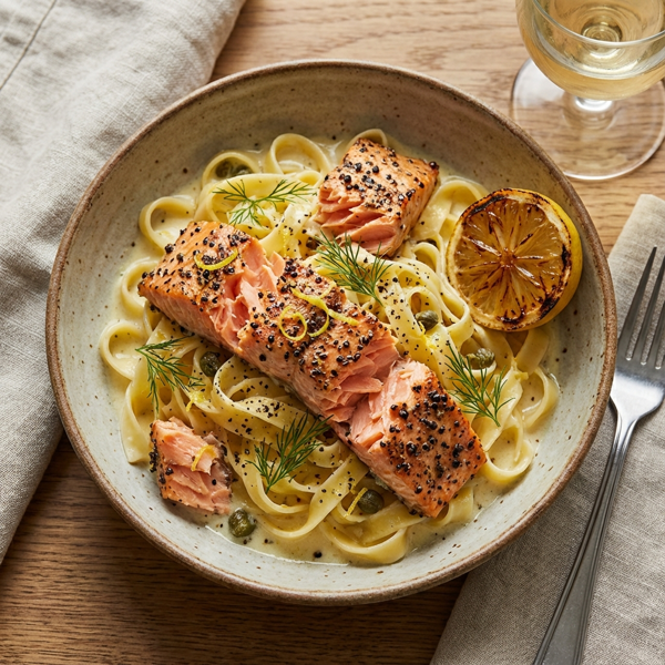 Lemon Pepper Smoked Salmon Pasta Delight recipe