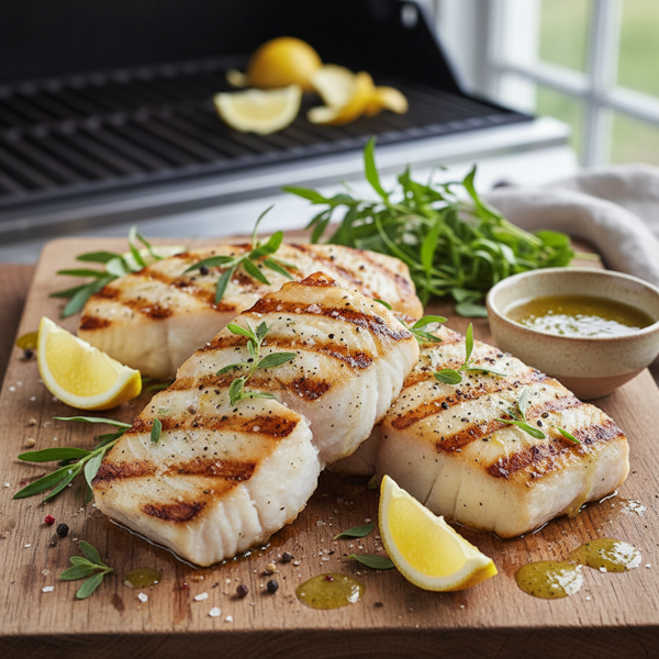 Lemon Tarragon Grilled Halibut Steaks recipe
