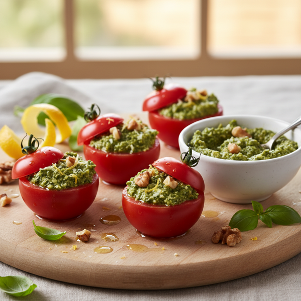 Lemon Walnut Pesto-Filled Cherry Tomatoes recipe