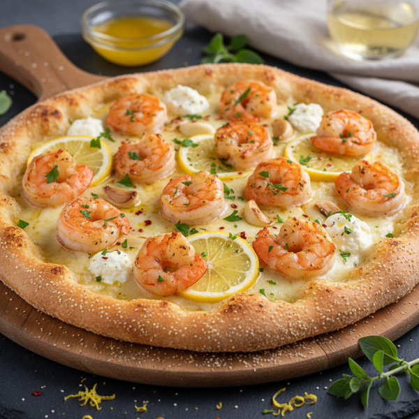Lemony Garlic Shrimp Scampi Pizza Delight recipe